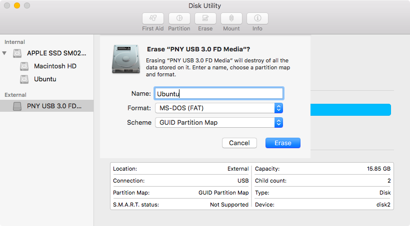 partition format for mac usb bootable